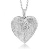 Locket Pendant Necklace Charm 1.5" Engraved Flowers Heart Shape