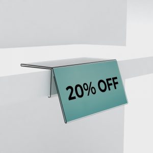 PVC Ticket Holder Clips Over Shelf 10mm – 30mm Thick: 102mm (W) x 51mm (H)