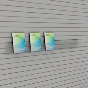 Slatwall DVD Rack Face On: 600mm (W) x 100mm (H) x 46mm (D)