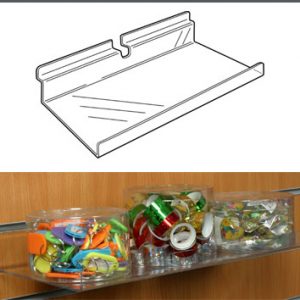 General Purpose Slatwall Shelf with Upstand: 300mm (W) x 25mm (H) x 150mm (D)