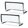 HOMCOM Set of 2 Football Goal Net 6 x 3 ft Foldable Outdoor Sport Training Teens Adults Soccer with Carrying Bag Black | Aosom Ireland